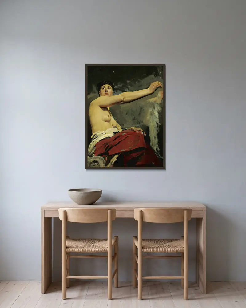Study For The Central Figure In The Ceiling Of The Palais De La Legion D’honneur av Jean-Paul Laurens inramad på en vägg