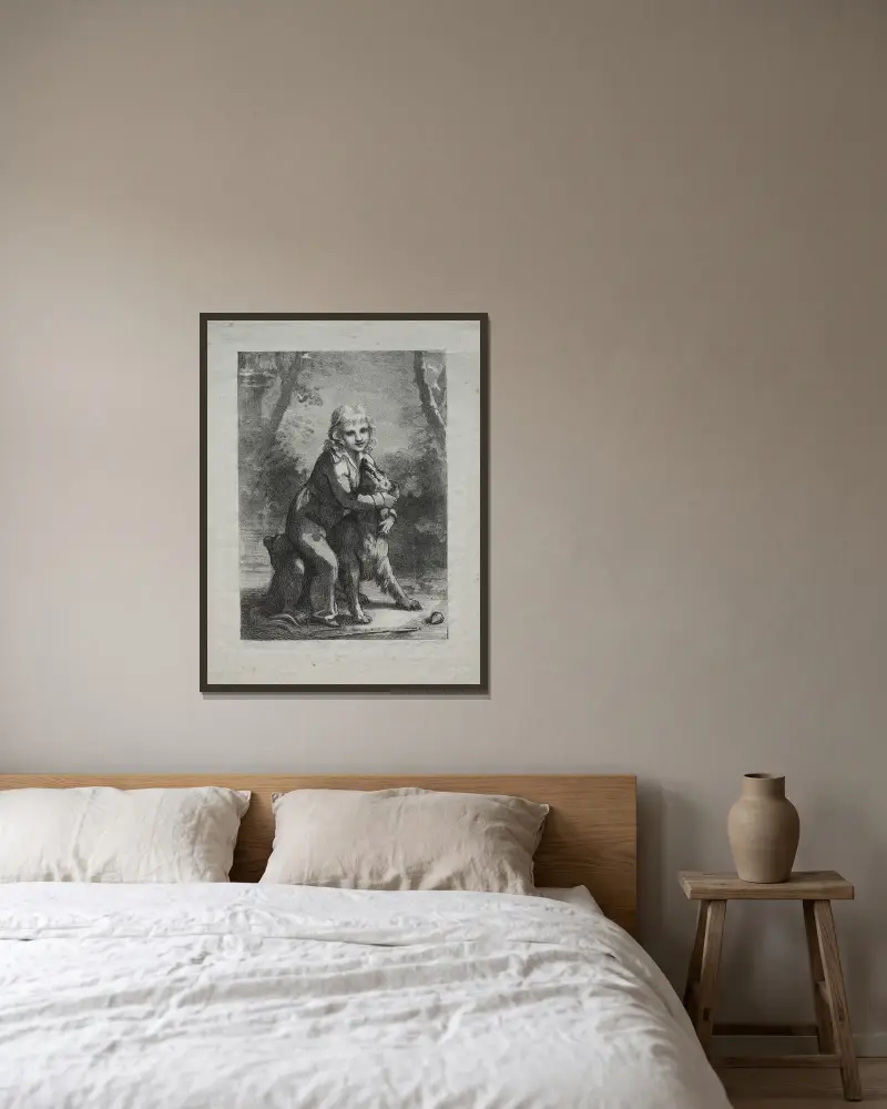 Chlapec se psem, Pierre-Paul Prud'hon v rámu na stěně