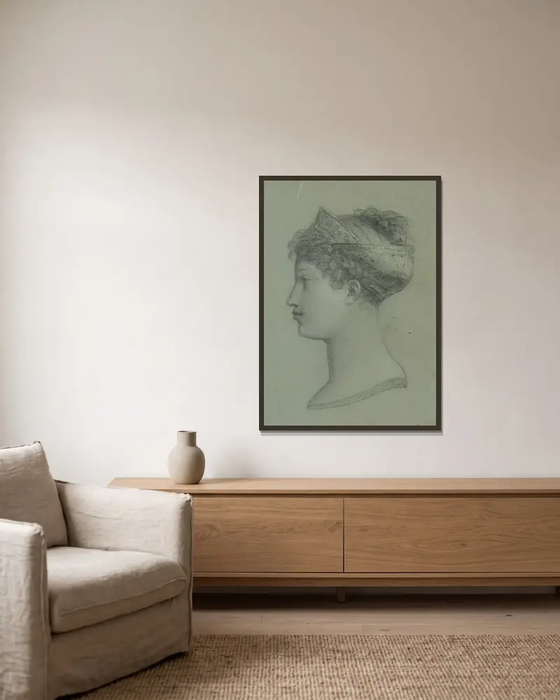 Profil de Marie-Louise av Pierre-Paul Prud'hon inramad på en vägg