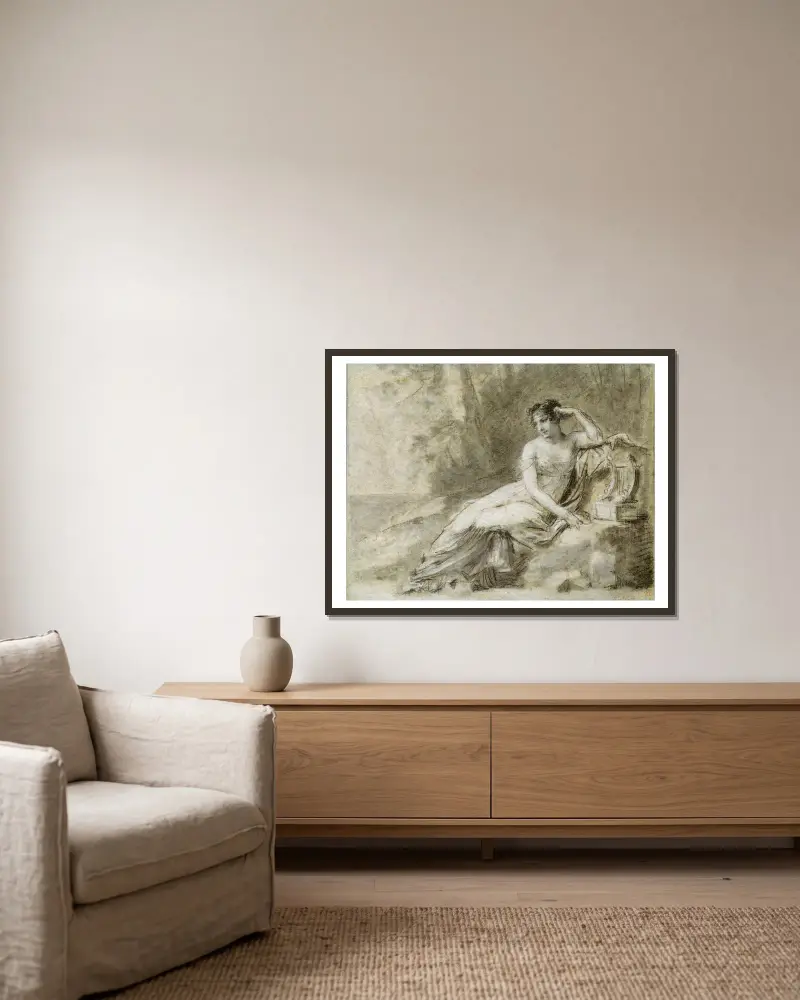 Study for a Portrait of Empress Joséphine av Pierre-Paul Prud'hon inramad på en vägg