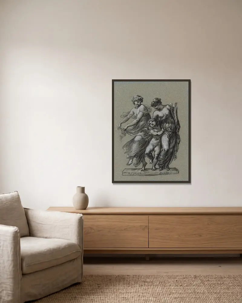 Terpsichore et Erato von Pierre-Paul Prud'hon gerahmt an einer Wand