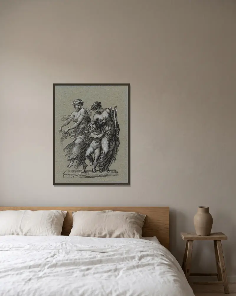 Terpsichore et Erato von Pierre-Paul Prud'hon gerahmt an einer Wand