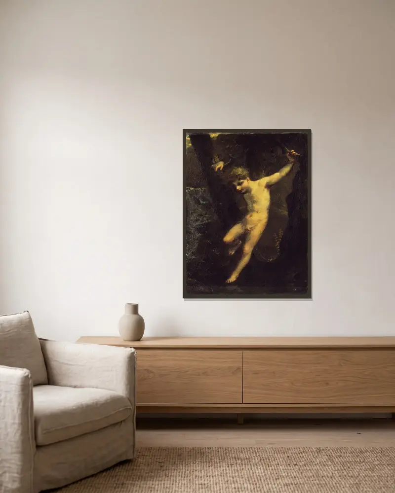 Der Zephyr von Pierre-Paul Prud'hon gerahmt an einer Wand