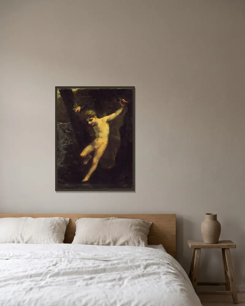 Der Zephyr von Pierre-Paul Prud'hon gerahmt an einer Wand