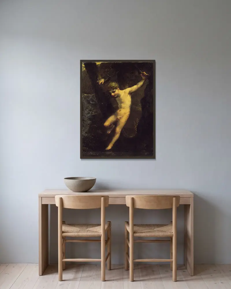Der Zephyr von Pierre-Paul Prud'hon gerahmt an einer Wand