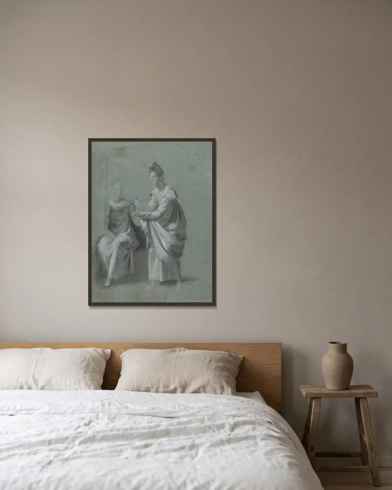 Zwei Frauen von Pierre-Paul Prud'hon gerahmt an einer Wand