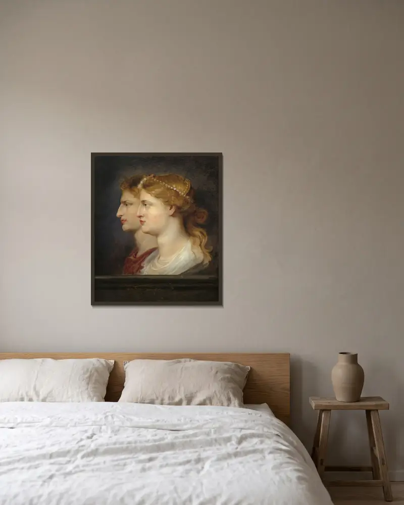 Agrippina and Germanicus av Peter Paul Rubens inramad på en vägg