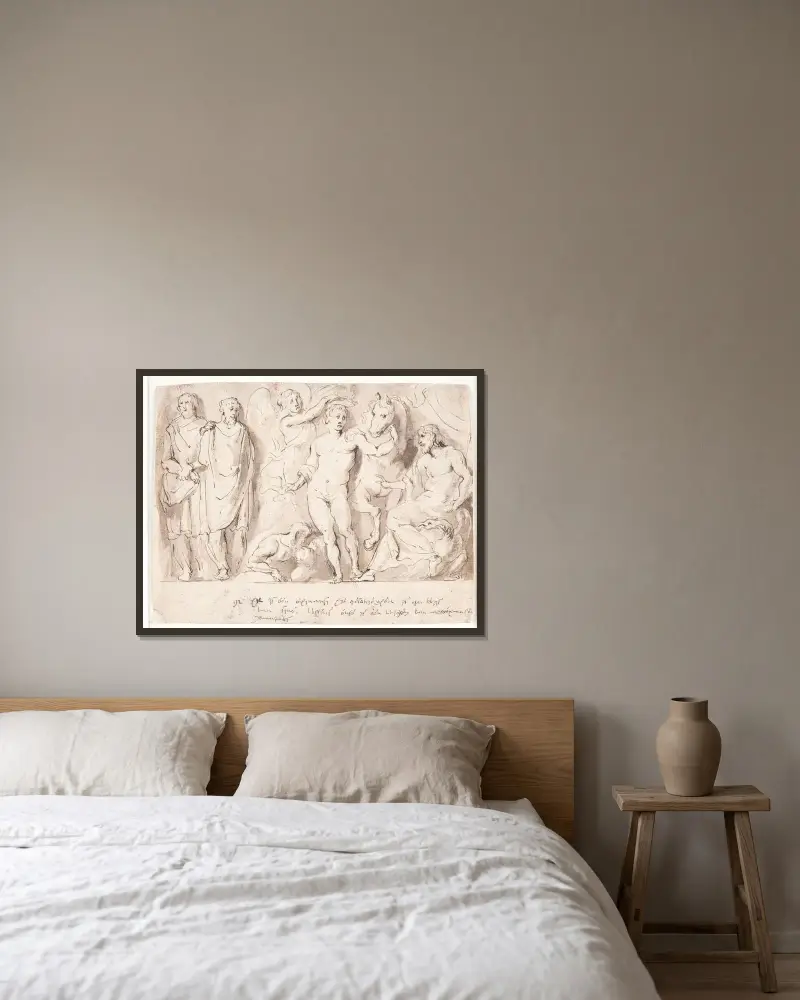 Alexander the Great’s triumph av Peter Paul Rubens inramad på en vägg