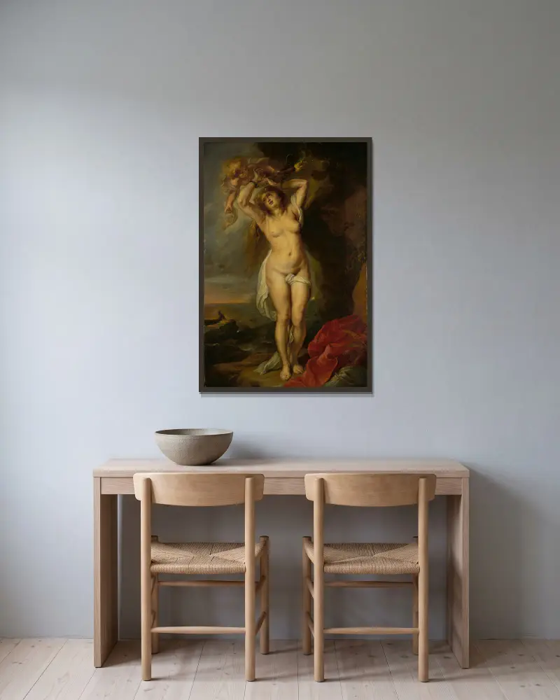 Andromeda von Follower of Peter Paul Rubens gerahmt an einer Wand