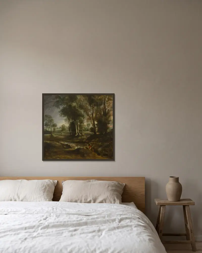 Pejzaż wieczorny z wozem na drewno, Peter Paul Rubens w ramie na ścianie
