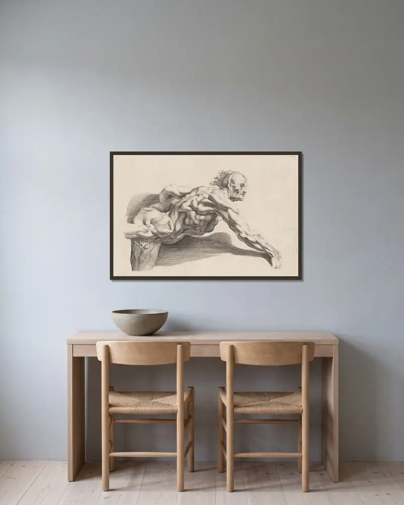 Aktstudie – Nr. 2 von Peter Paul Rubens gerahmt an einer Wand