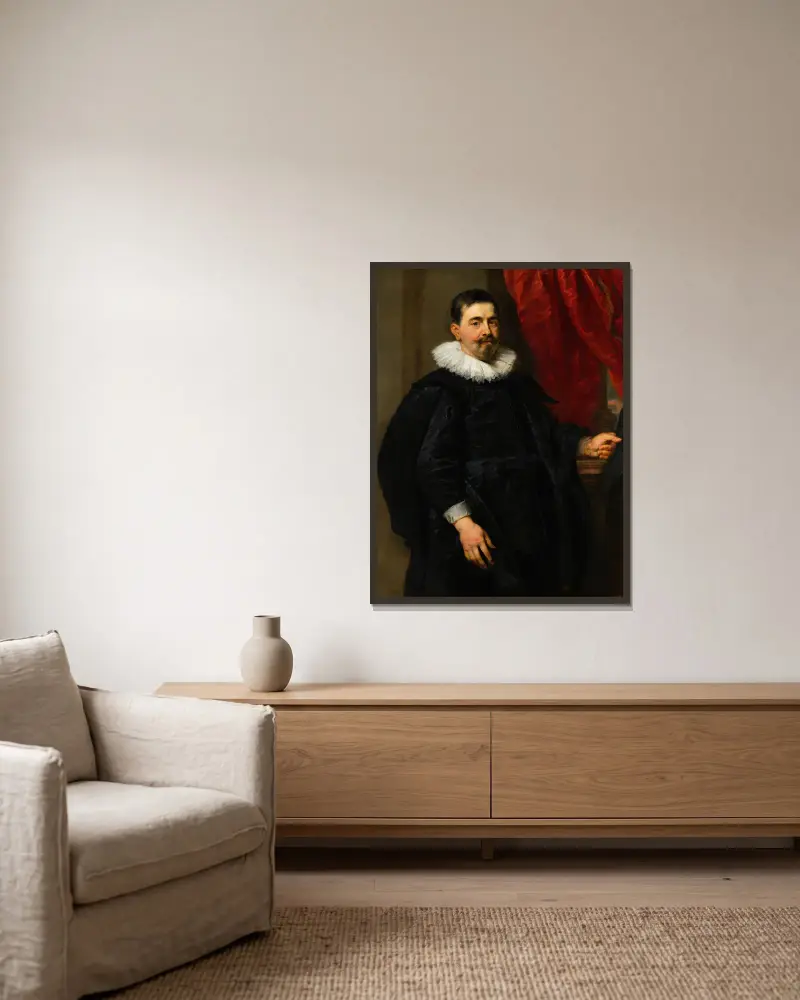 Portrait of a Man,possibly Peter van Hecke av Peter Paul Rubens inramad på en vägg