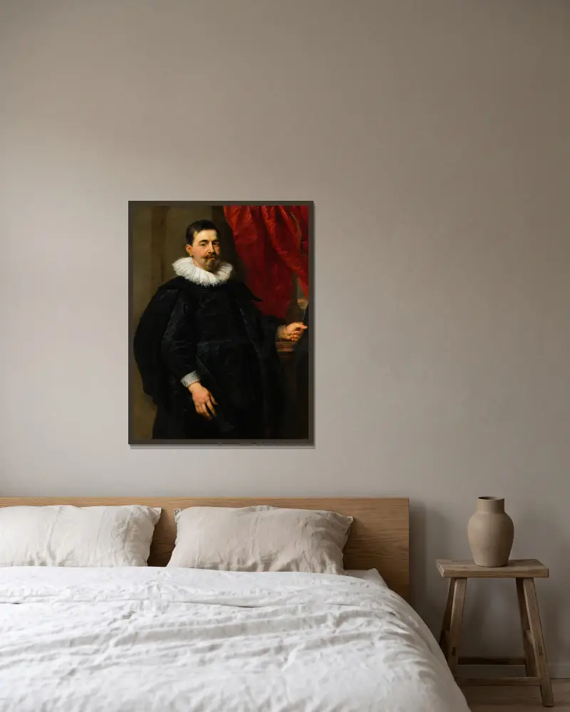 Portrait of a Man,possibly Peter van Hecke av Peter Paul Rubens inramad på en vägg