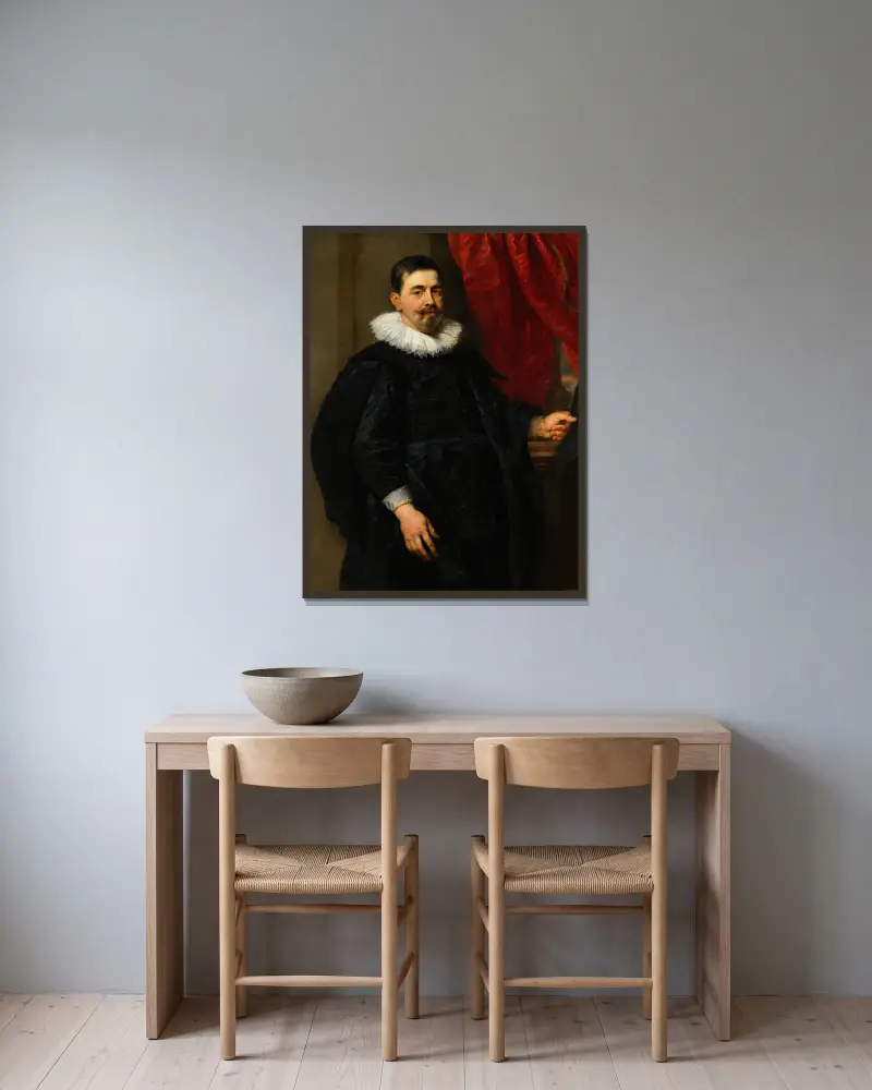 Portrait of a Man,possibly Peter van Hecke av Peter Paul Rubens inramad på en vägg