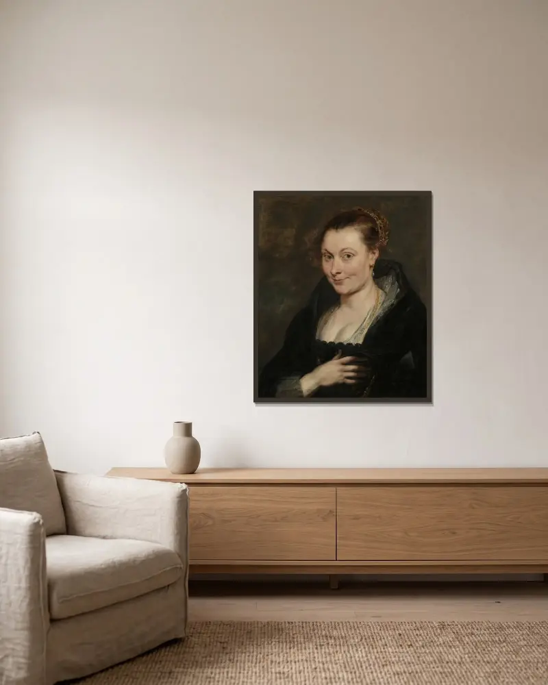 Portrait of Isabella Brant av Peter Paul Rubens inramad på en vägg