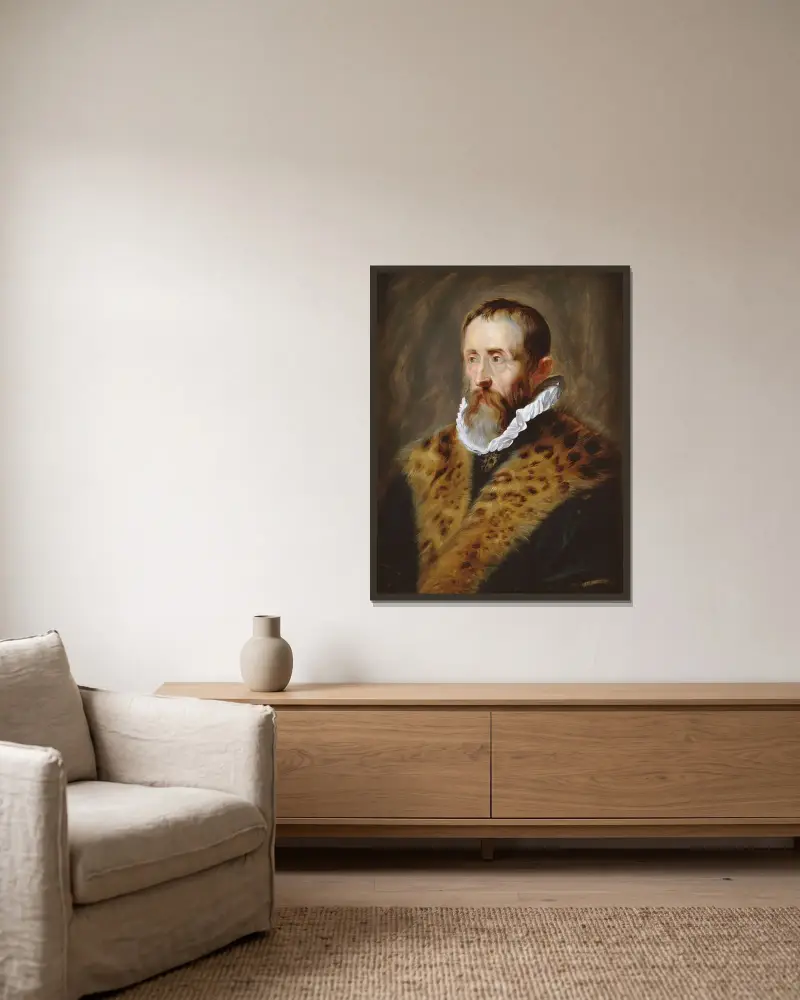 Portret van Justus Lipsius av Peter Paul Rubens inramad på en vägg