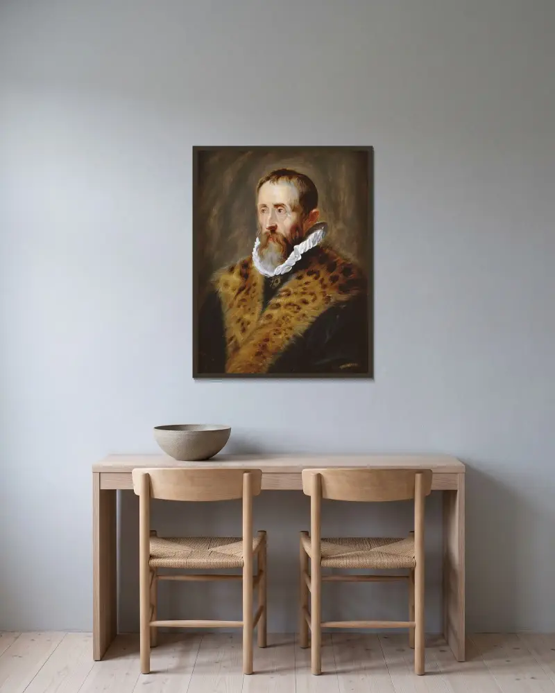 Portret van Justus Lipsius av Peter Paul Rubens inramad på en vägg
