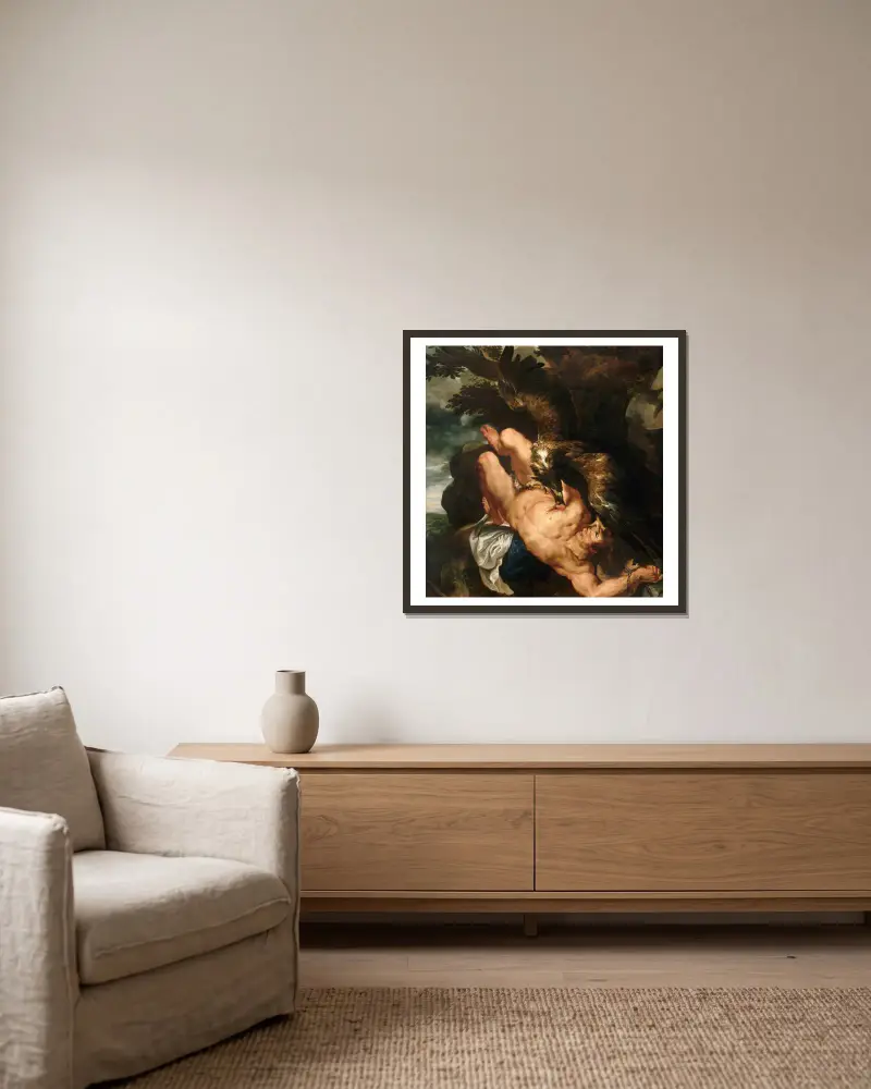 Prometheus spoután, Peter Paul Rubens v rámu na stěně