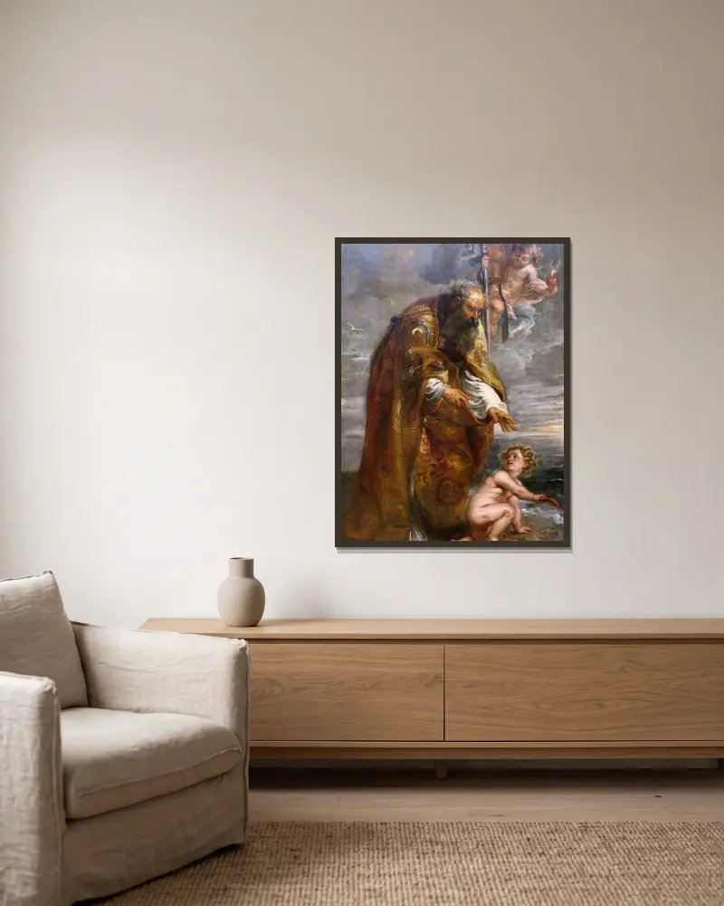 Der heilige Augustinus von Peter Paul Rubens gerahmt an einer Wand