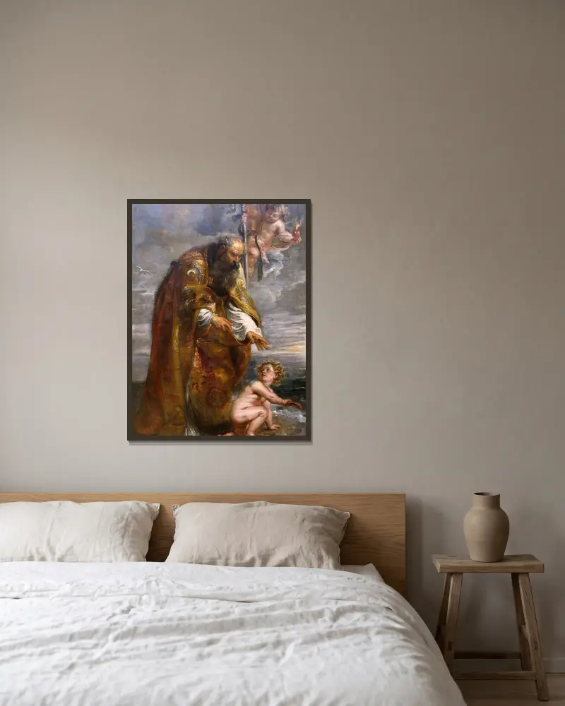 Der heilige Augustinus von Peter Paul Rubens gerahmt an einer Wand