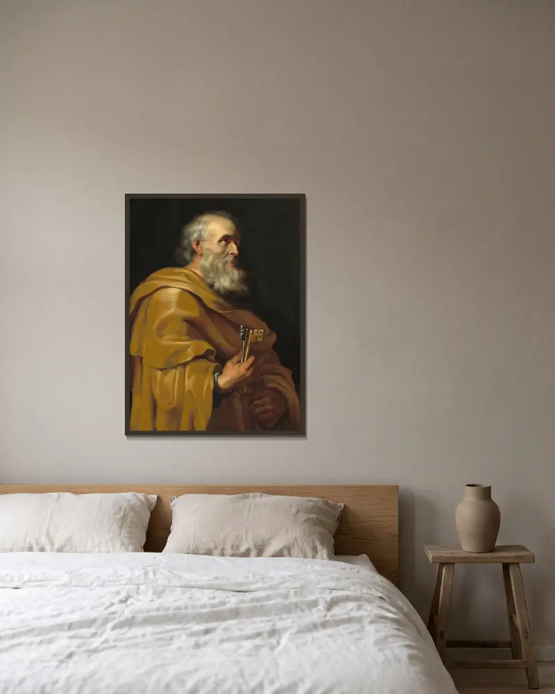 Der heilige Petrus von Peter Paul Rubens gerahmt an einer Wand