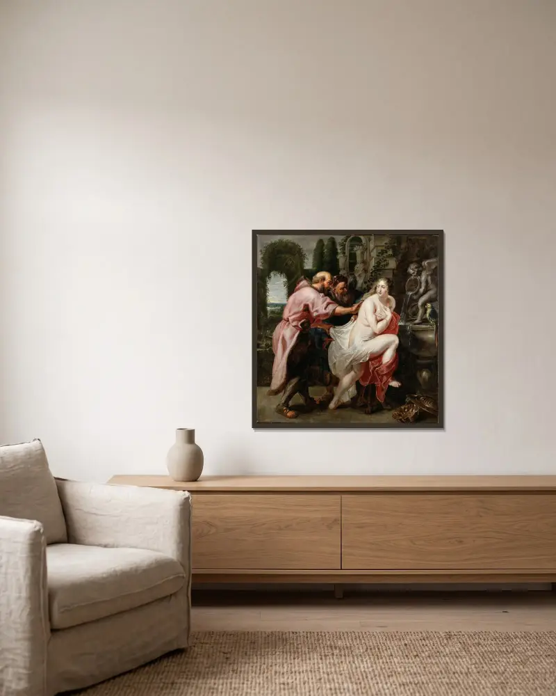 Susanna and the Elders – nr 1 av Peter Paul Rubens inramad på en vägg