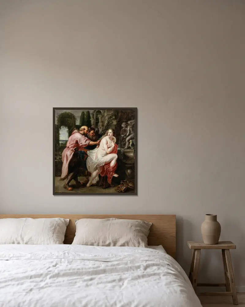 Susanna and the Elders – nr 1 av Peter Paul Rubens inramad på en vägg