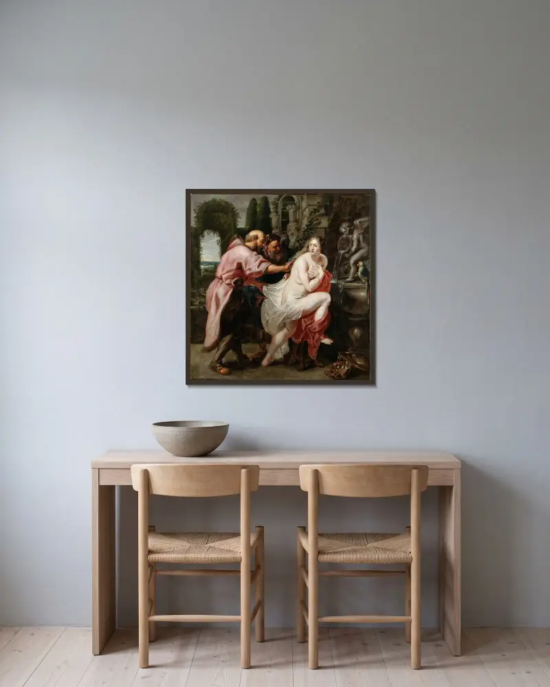 Susanna and the Elders – nr 1 av Peter Paul Rubens inramad på en vägg