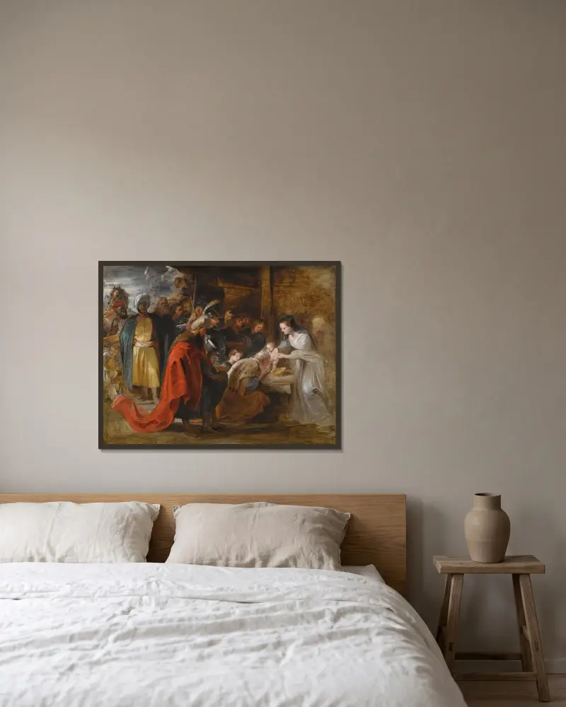 The Adoration Of The Magi – nr 1 av Peter Paul Rubens inramad på en vägg