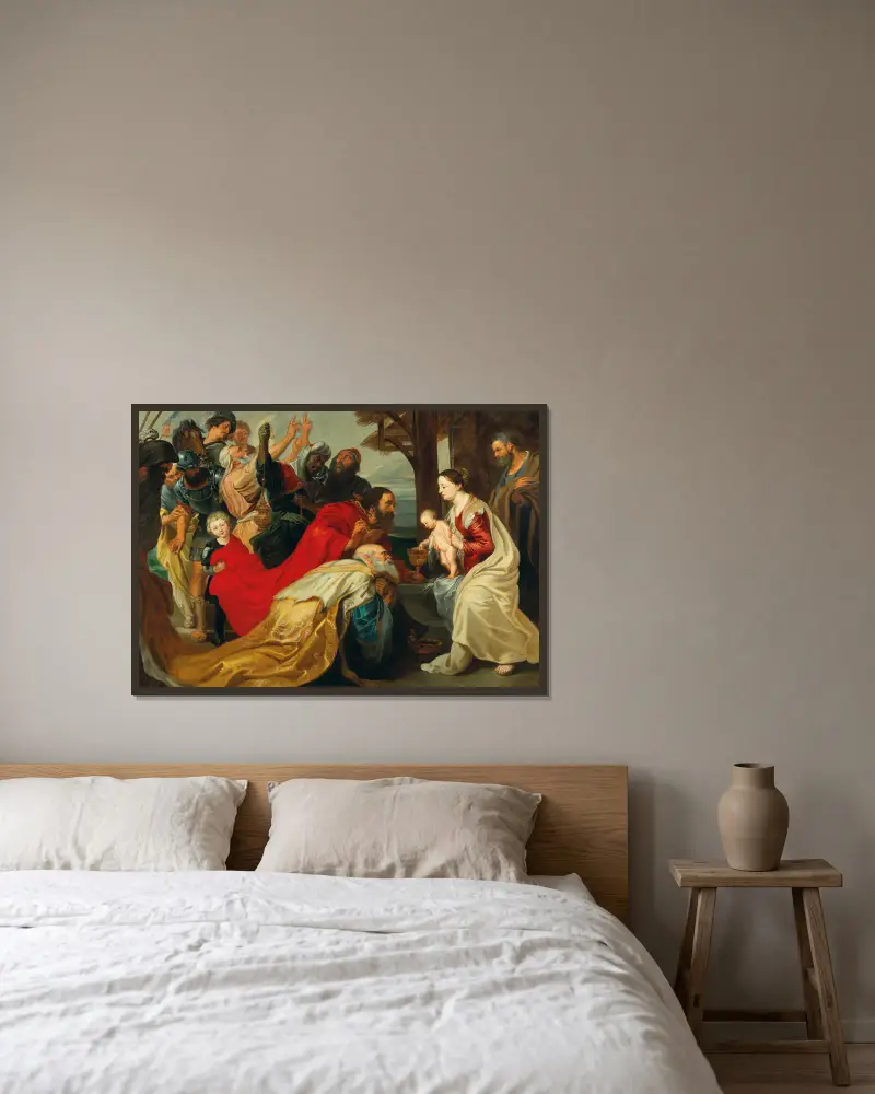 The Adoration Of The Magi av Follower of Peter Paul Rubens inramad på en vägg