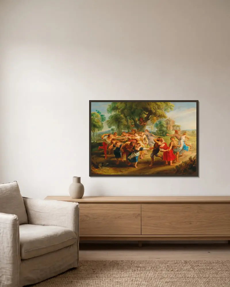Tančící sedláci, Follower of Peter Paul Rubens v rámu na stěně