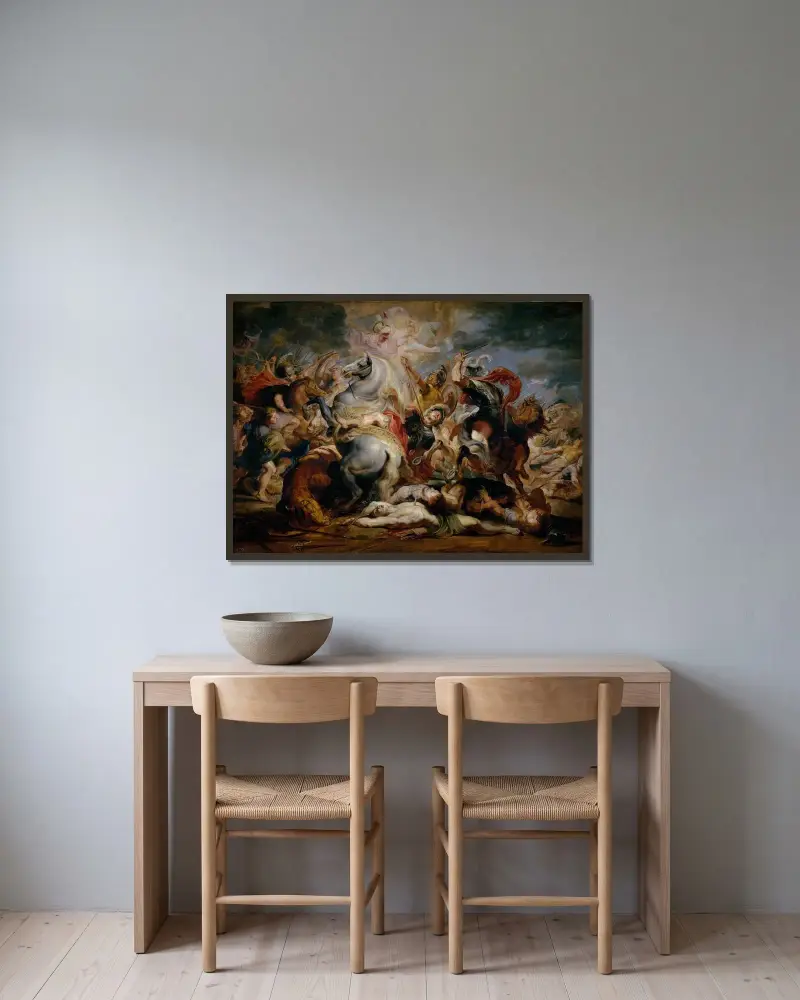 The Death of Decius Mus av Peter Paul Rubens inramad på en vägg