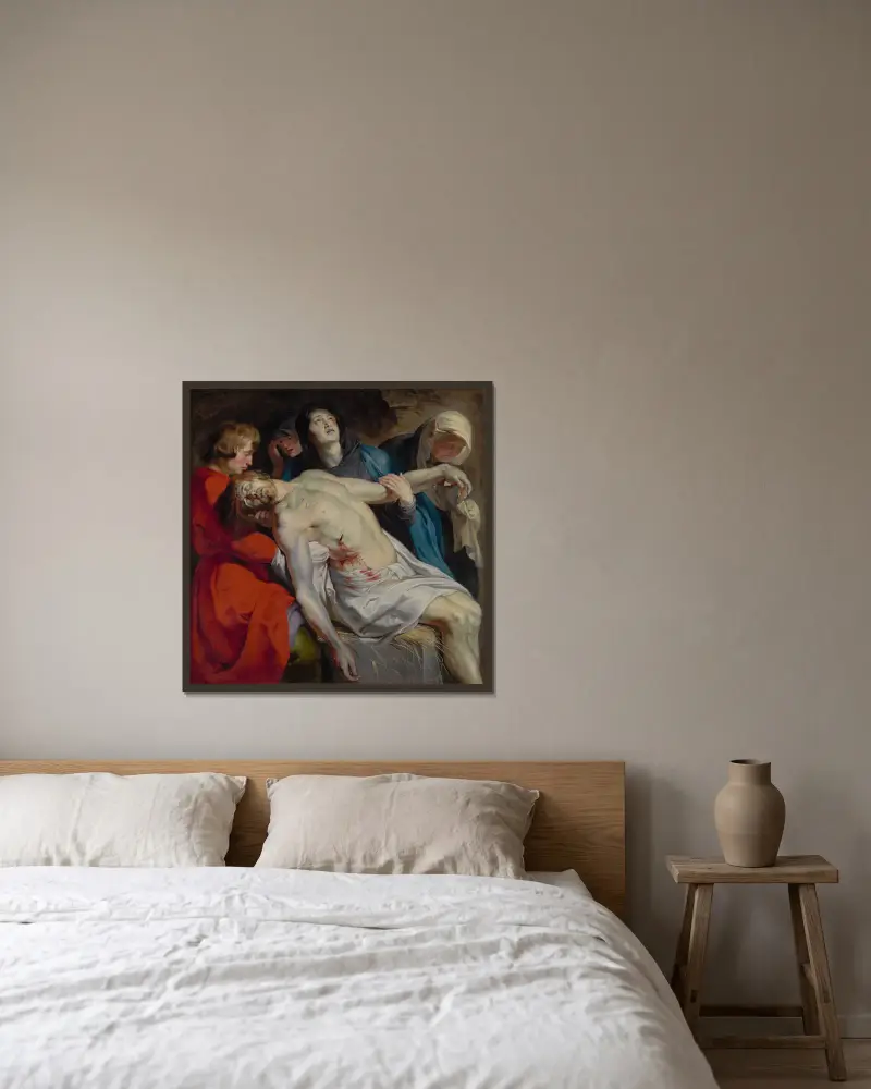 Uložení Krista do hrobu, Peter Paul Rubens v rámu na stěně