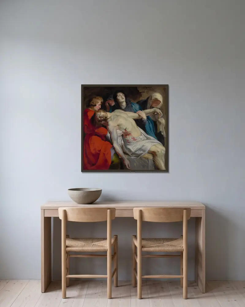 Uložení Krista do hrobu, Peter Paul Rubens v rámu na stěně