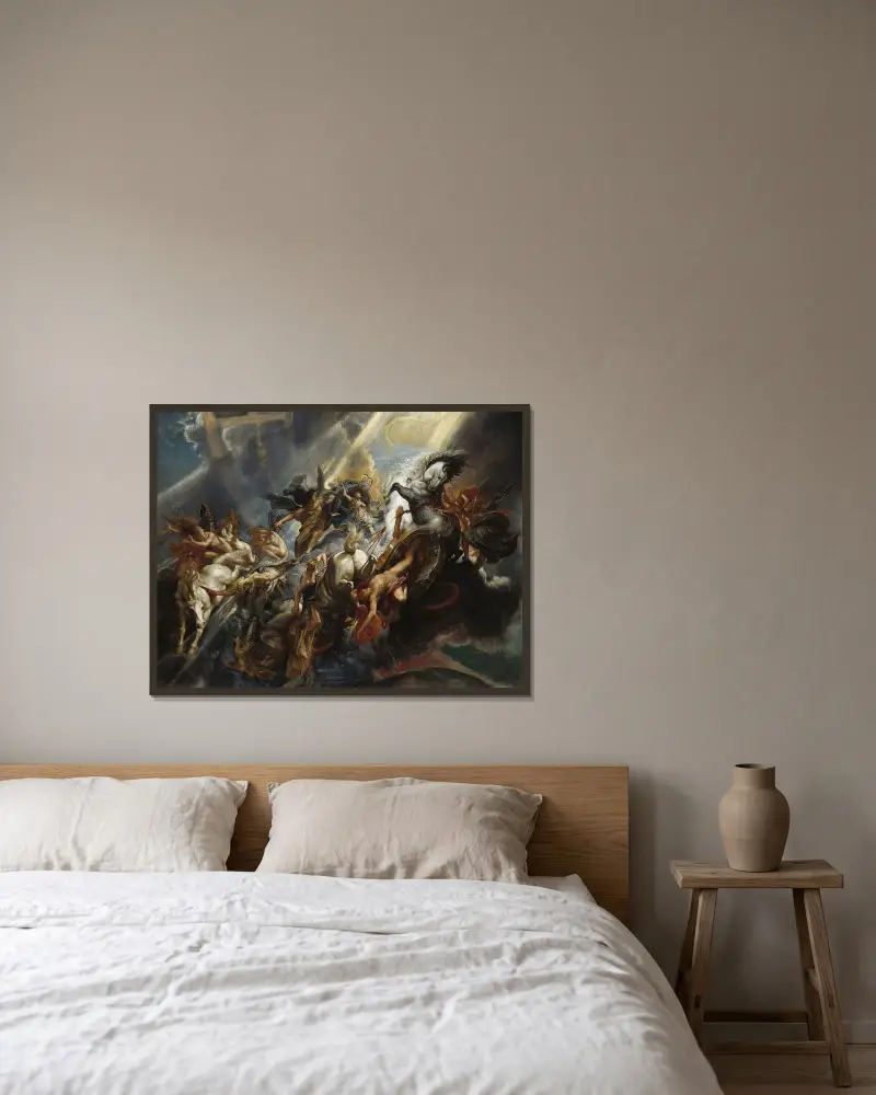 The Fall of Phaeton av Peter Paul Rubens inramad på en vägg
