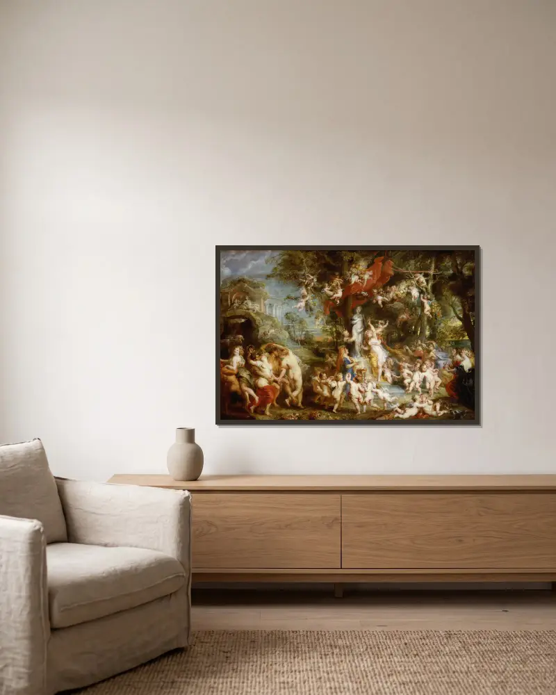 The Feast of Venus av Peter Paul Rubens inramad på en vägg