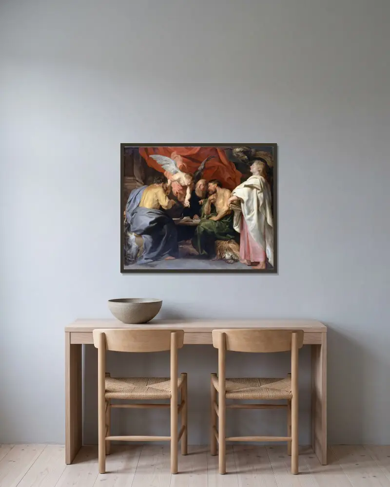 Die vier Evangelisten von Peter Paul Rubens gerahmt an einer Wand