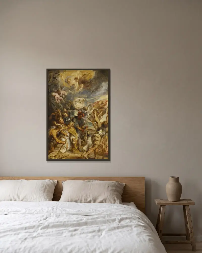 Das Martyrium des heiligen Livinus von Peter Paul Rubens gerahmt an einer Wand