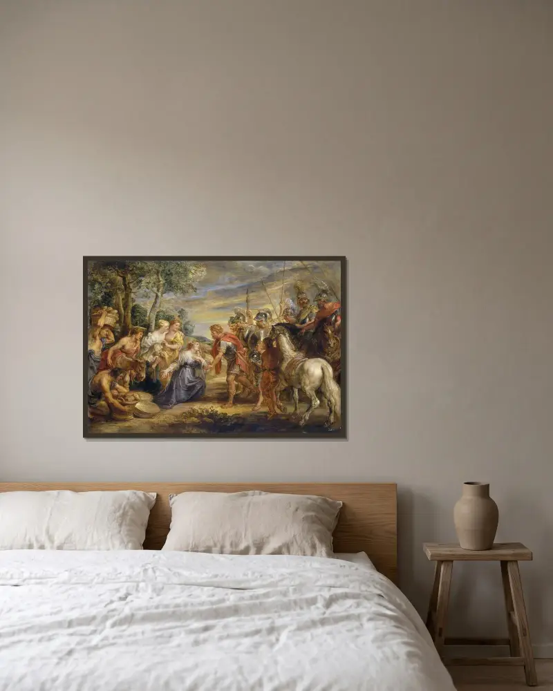 Davids möte med Abigail, 1630 av Peter Paul Rubens inramad på en vägg