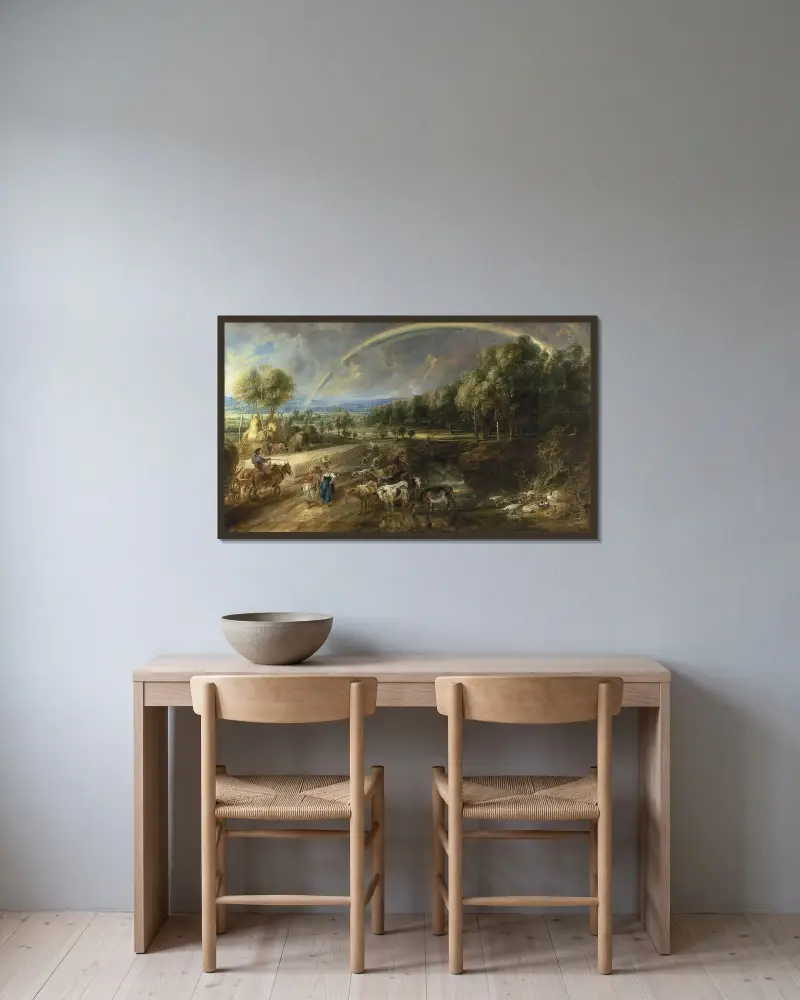 Krajina s duhou, Peter Paul Rubens v rámu na stěně