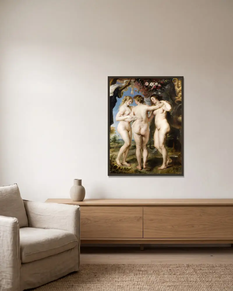 Tři grácie, Peter Paul Rubens v rámu na stěně