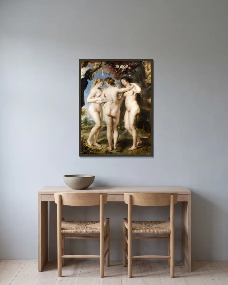 Tři grácie, Peter Paul Rubens v rámu na stěně