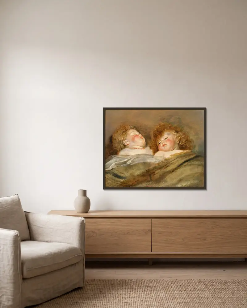 Dvě spící děti, Peter Paul Rubens v rámu na stěně