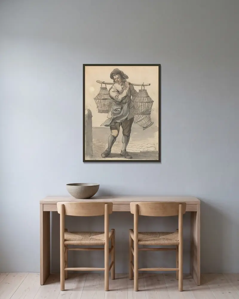 Sprzedawczyni drobiu, Paul Sandby w ramie na ścianie