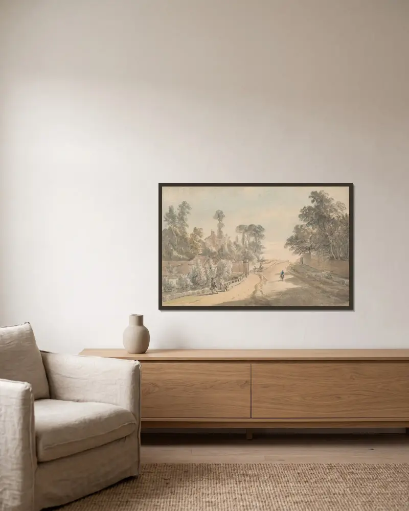 Bayswater – London von Paul Sandby gerahmt an einer Wand