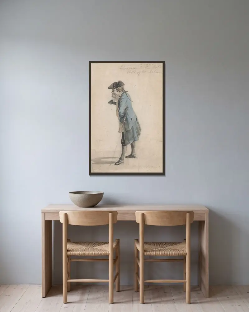 Edward Mason av Paul Sandby inramad på en vägg