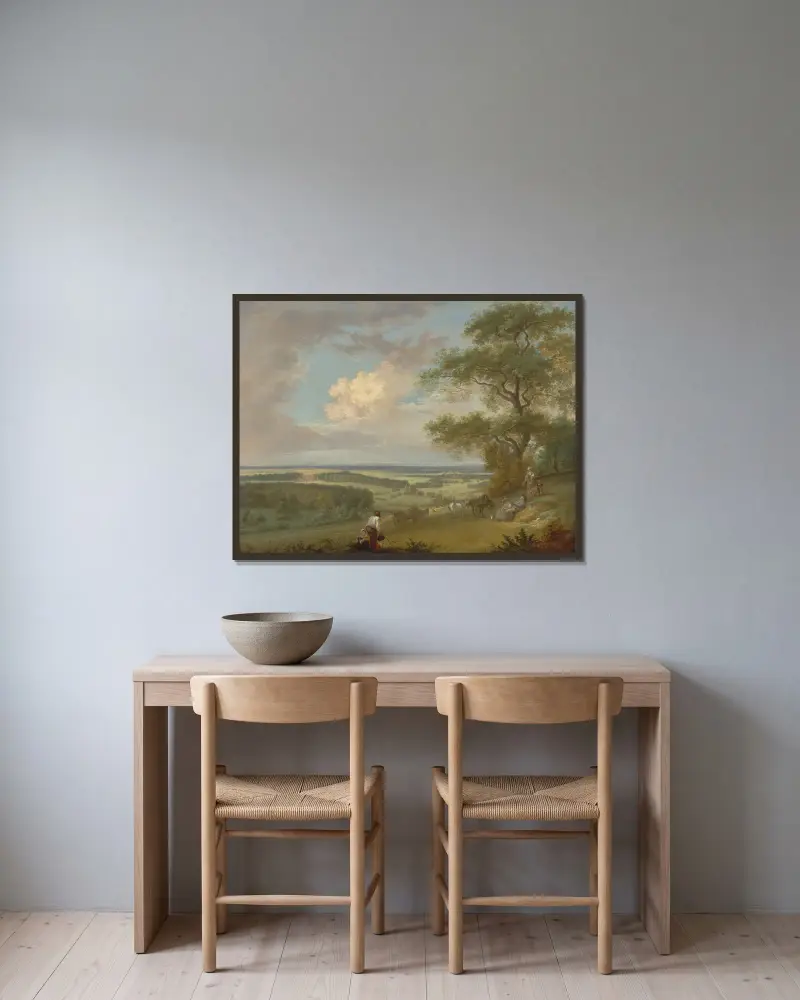 Hackwood Park, Hampshire av Paul Sandby inramad på en vägg