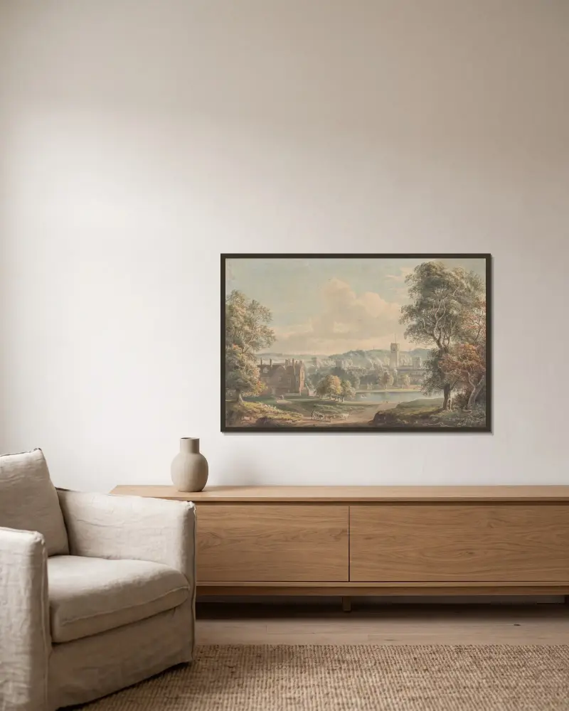 Ipswich från Christchurch Mansion av Paul Sandby inramad på en vägg