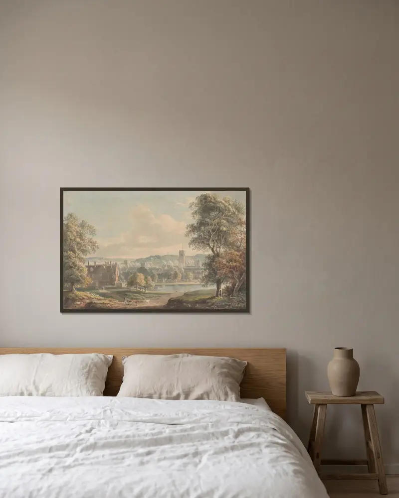 Ipswich från Christchurch Mansion av Paul Sandby inramad på en vägg