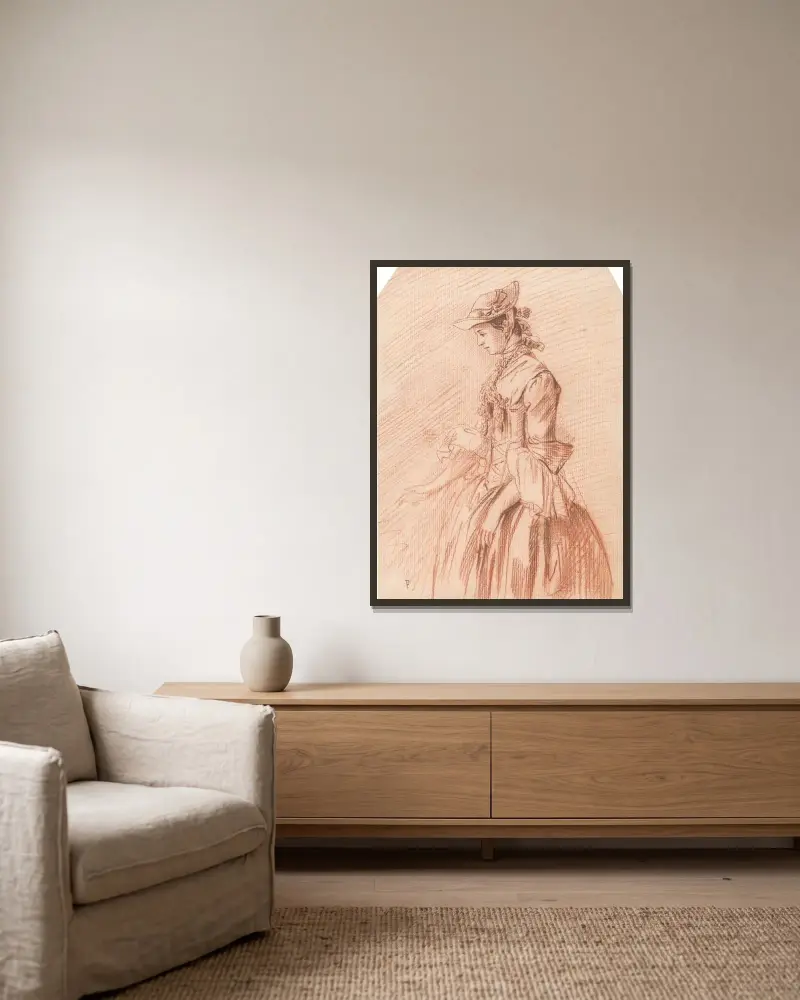 Dama w czepku, Paul Sandby w ramie na ścianie